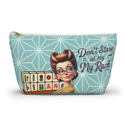 Don’t Stare At My Rack Mahjong Tile Pouch Funny Mahjong Player Gift Sassy Cheeky Mahj Lover Gift Ideas - Large / White