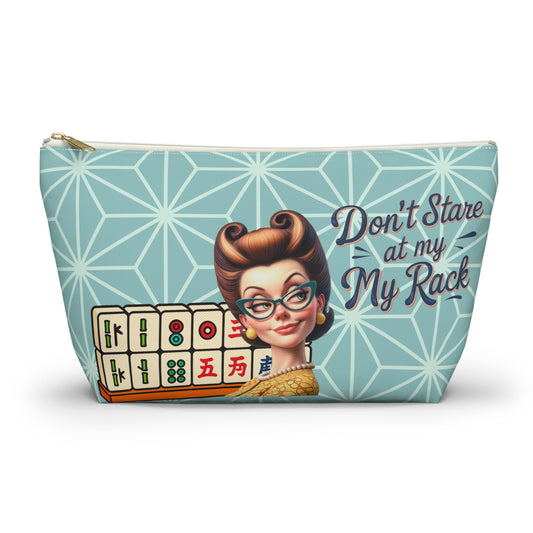 Don’t Stare At My Rack Mahjong Tile Pouch Funny Mahjong Player Gift Sassy Cheeky Mahj Lover Gift Ideas - Large / White