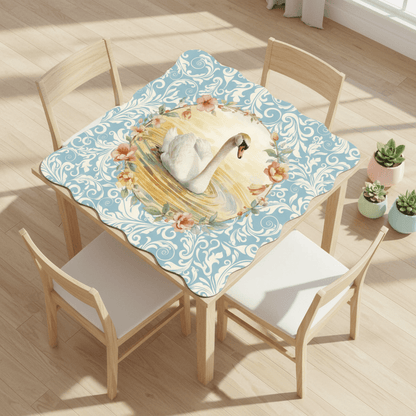 On Golden Pond Swan Floral Scalloped Mahjong Mat - Splash of Color Co.