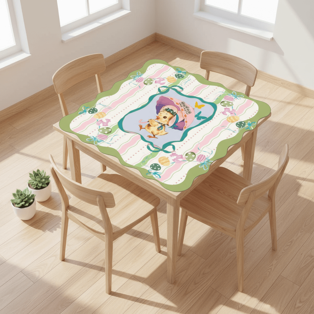 Spring Easter Chic Scalloped Mahjong Mat - Splash of Color Co.