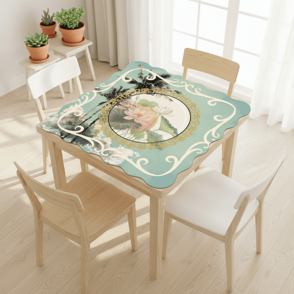 Lilly On The Lanai Scalloped Mahjong Mat - Splash of Color Co.