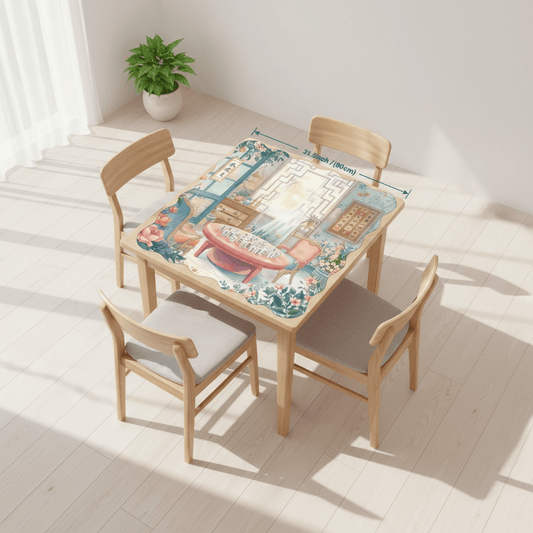 Mahjong Garden Tea Room Dainty Scalloped Mahjong Mat - Splash of Color Co.