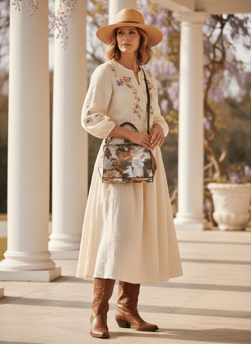 Ole Bessie Vintage Kisslock Cow Handbag Shoulderbag - Splash of Color Co.