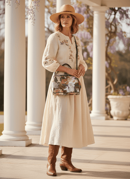 Ole Bessie Vintage Kisslock Cow Handbag Shoulderbag - Splash of Color Co.