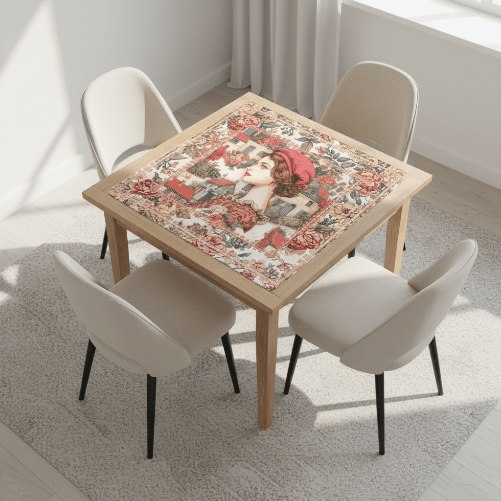 Parisian Mahjong Raspberry Beret Floral French Designed Mahj Mat - Splash of Color Co.