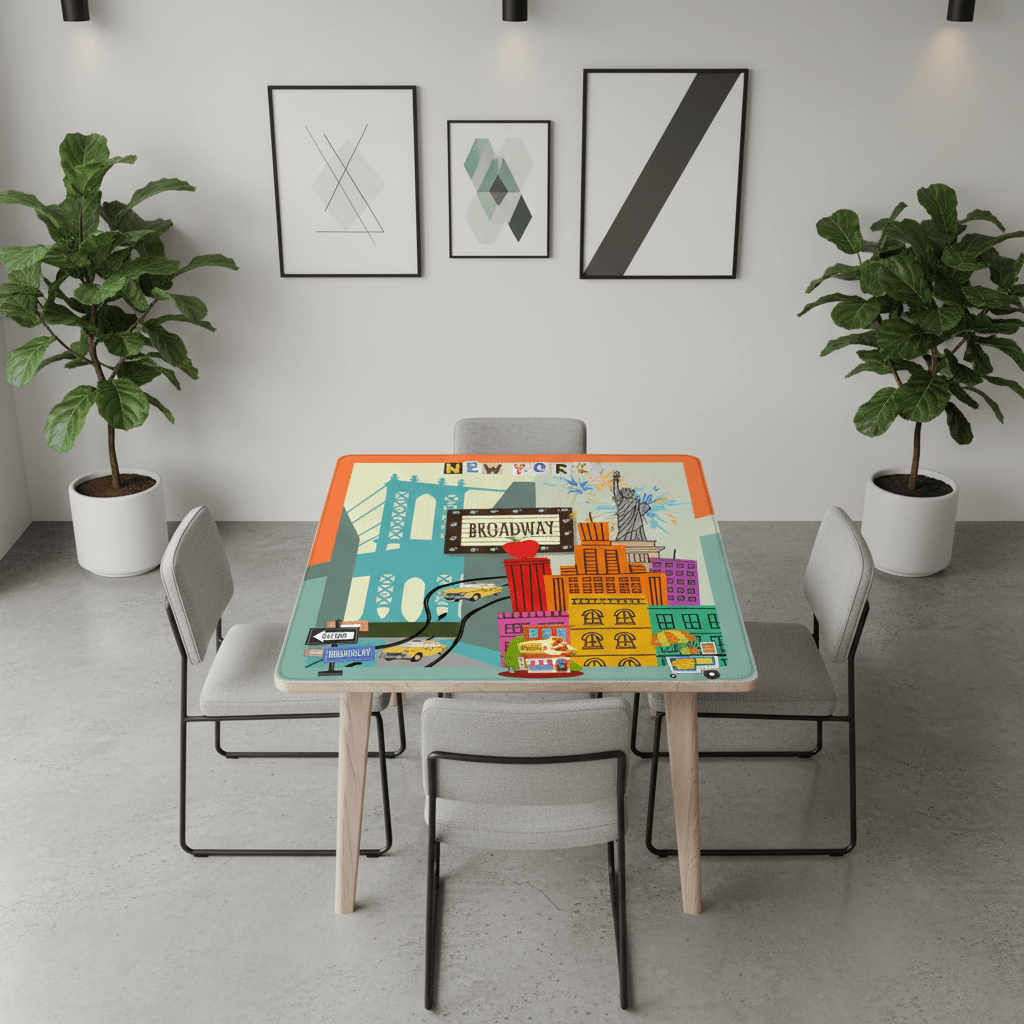 NYC On Broadway New York Cityscape Mahjong Mat - Splash of Color Co.