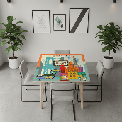 NYC On Broadway New York Cityscape Mahjong Mat - Splash of Color Co.