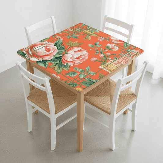 Chinoiserie Blooming Peonies Mahjong Mat - Splash of Color Co.