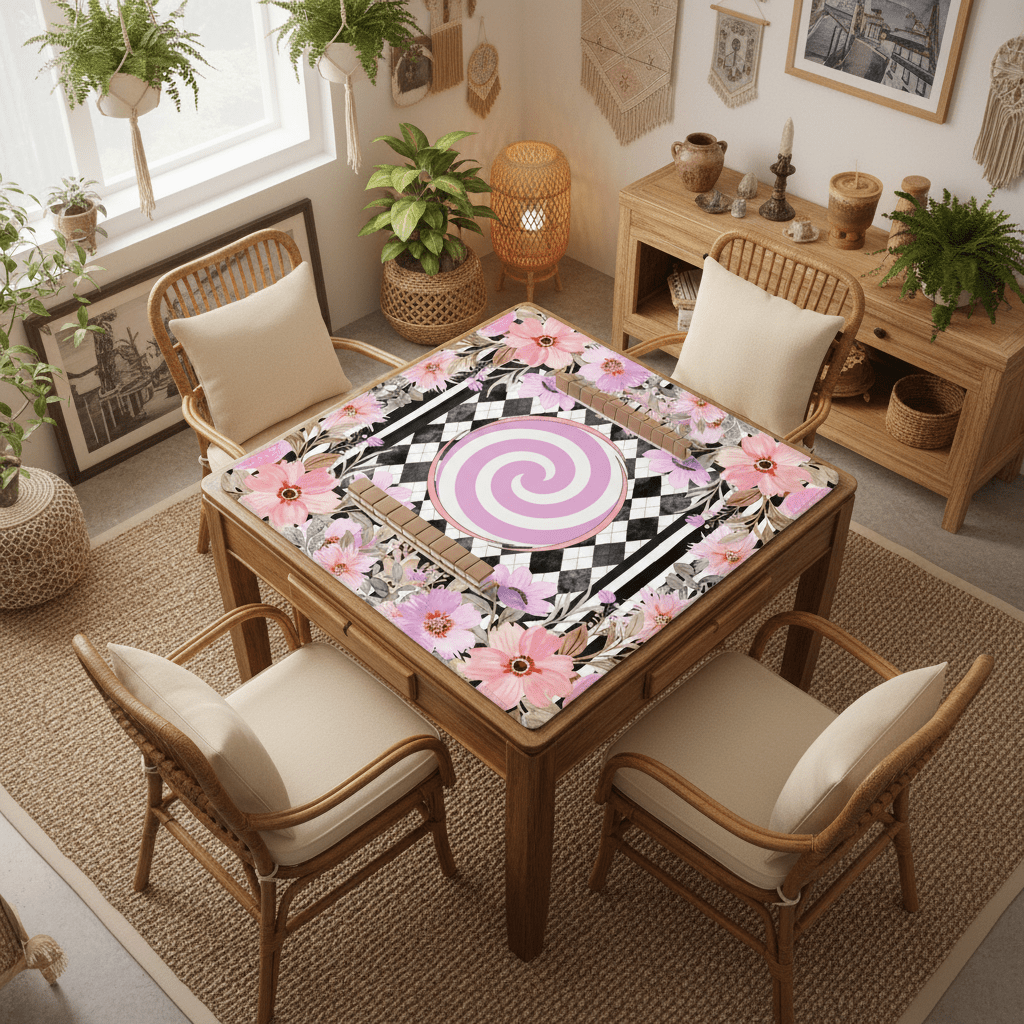 Harlequin Romance Floral Preppy Mahjong Mat - Splash of Color Co.