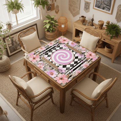 Harlequin Romance Floral Preppy Mahjong Mat - Splash of Color Co.