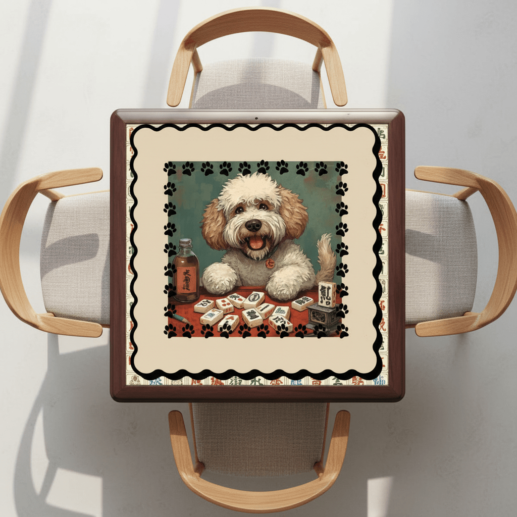 Doodle Dog Dog Playing Mahjong Mat - Splash of Color Co.