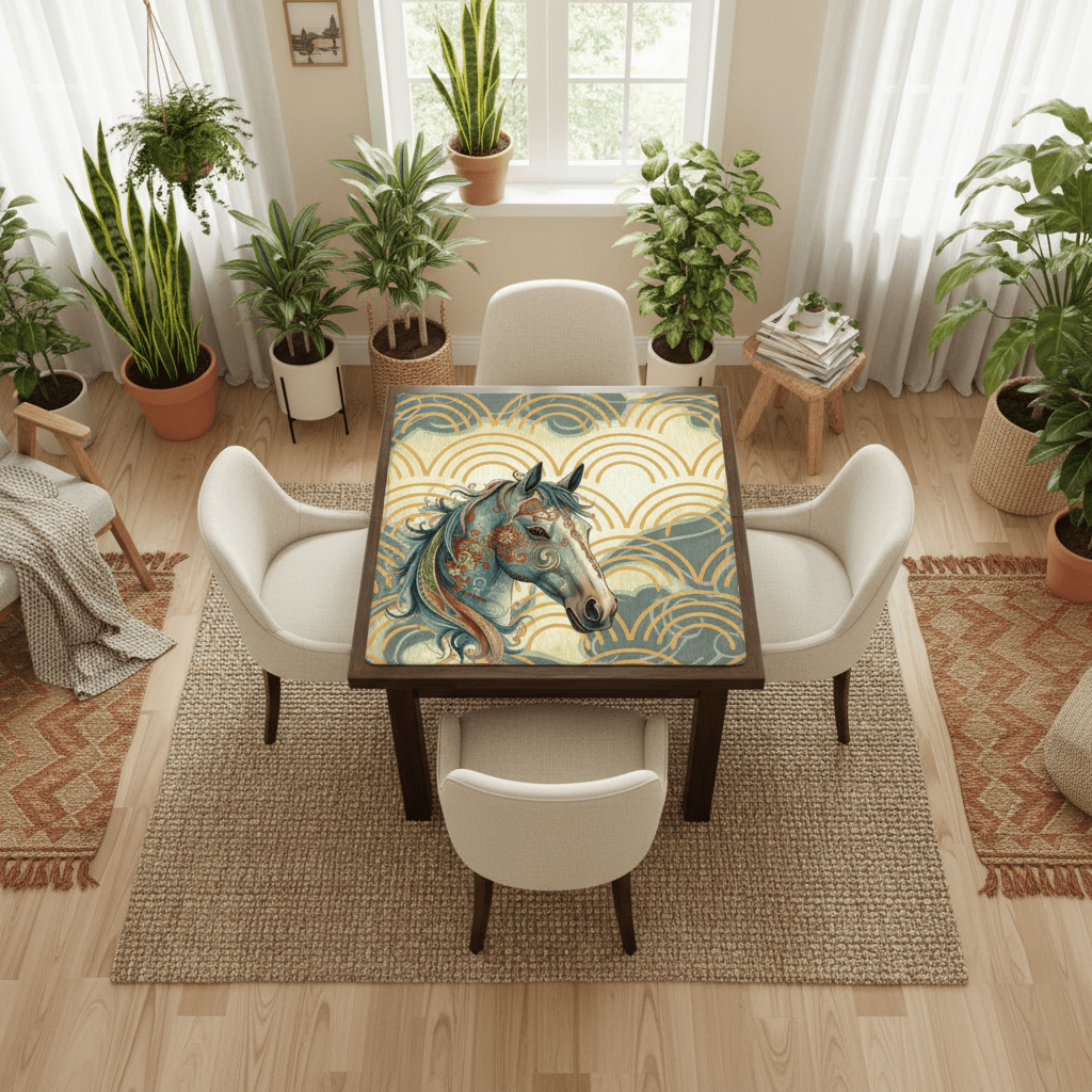 Year of The Firehorse, Lunar Year Boho Mahjong Mat - Splash of Color Co.