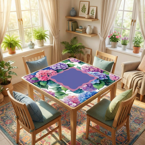 Watercolor Hydrangea Blooms In Purple Pink Pastel Mahjong Mat - Splash of Color Co.