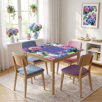 Watercolor Hydrangea Blooms In Purple Pink Pastel Mahjong Mat - Splash of Color Co.