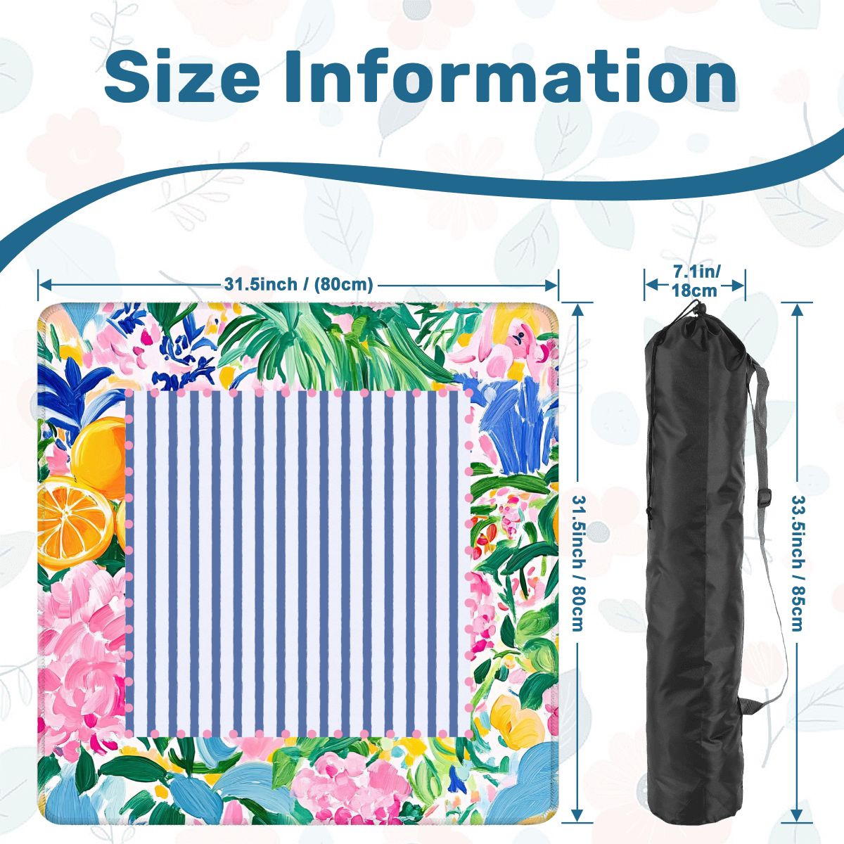 Sunny Citrus Floral Blooms Watercolor Chinoiserie Mahjong Mat