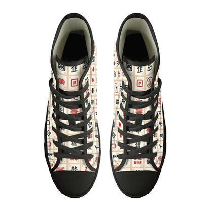 Mahjong Designed Hip Men's High Top Canvas Sneakers - Splash of Color Co.