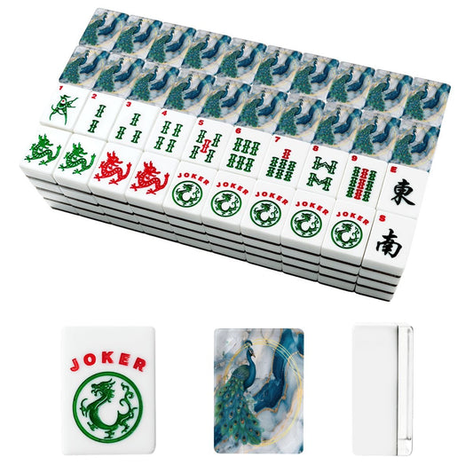 Peacock Blue Gold Gilded American Mahjong Tiles And Carry Case Bundle - Splash of Color Co.