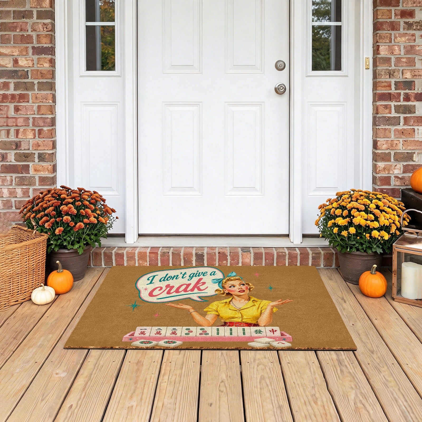 Mahjong Funny Welcome Mat, I Don't Give A Crak - Splash Of Mahj And Color Co.