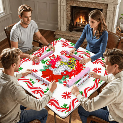 Mahjong Christmas Mat, Nostalgic Vintage Gal Whimsical Holiday Mahj Mat