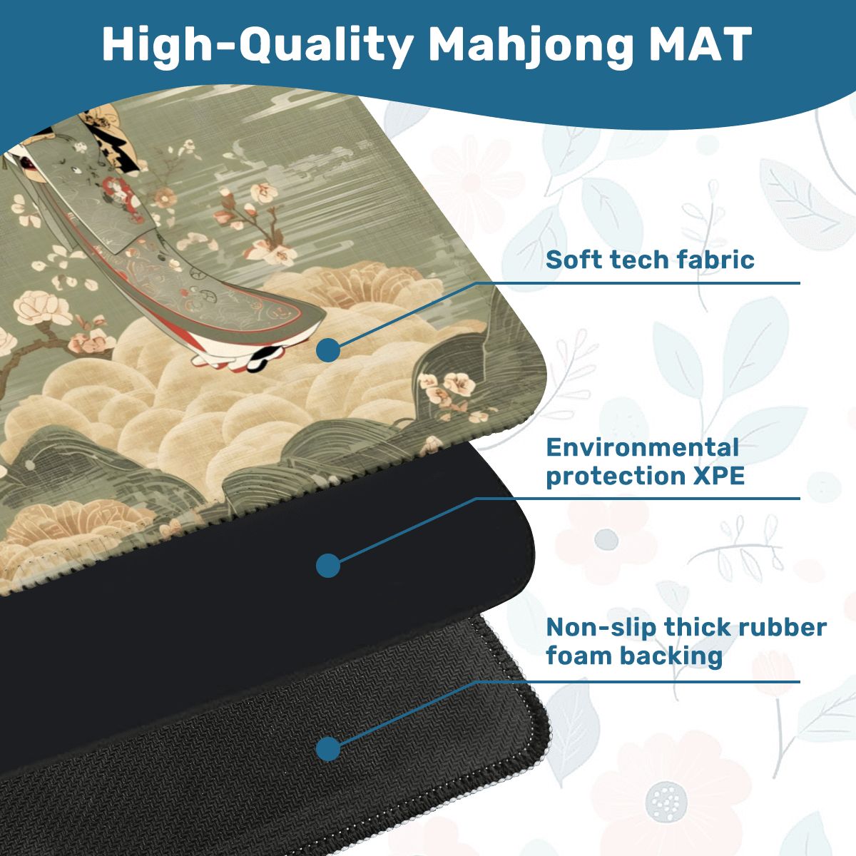 Giesha Girl Japanese Floral Mahjong Mat - Splash of Color Co.
