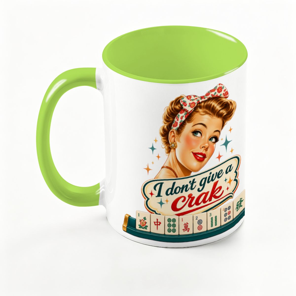 Funny Mahjong Mug, I Don't Give A Crak Large Colorful Mug (15oz)