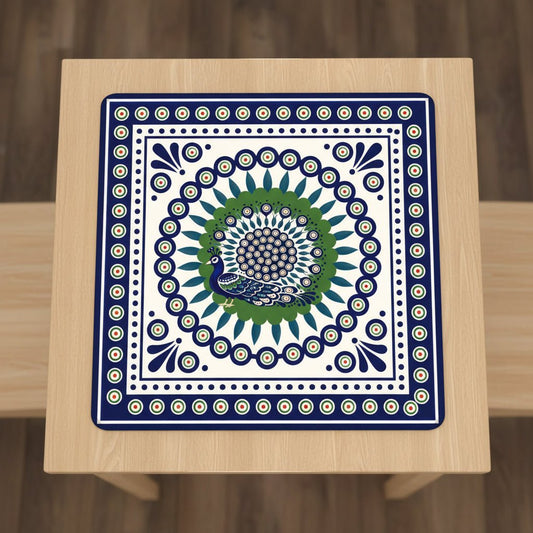 Porcelain Peacock Eye Pottery Inspired Mahjong Mat - Splash Of Mahj And Color Co.