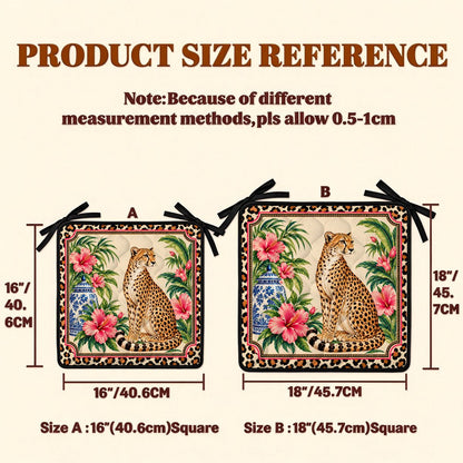 Leopard Chinoiserie Print Quilted Chair Cushion