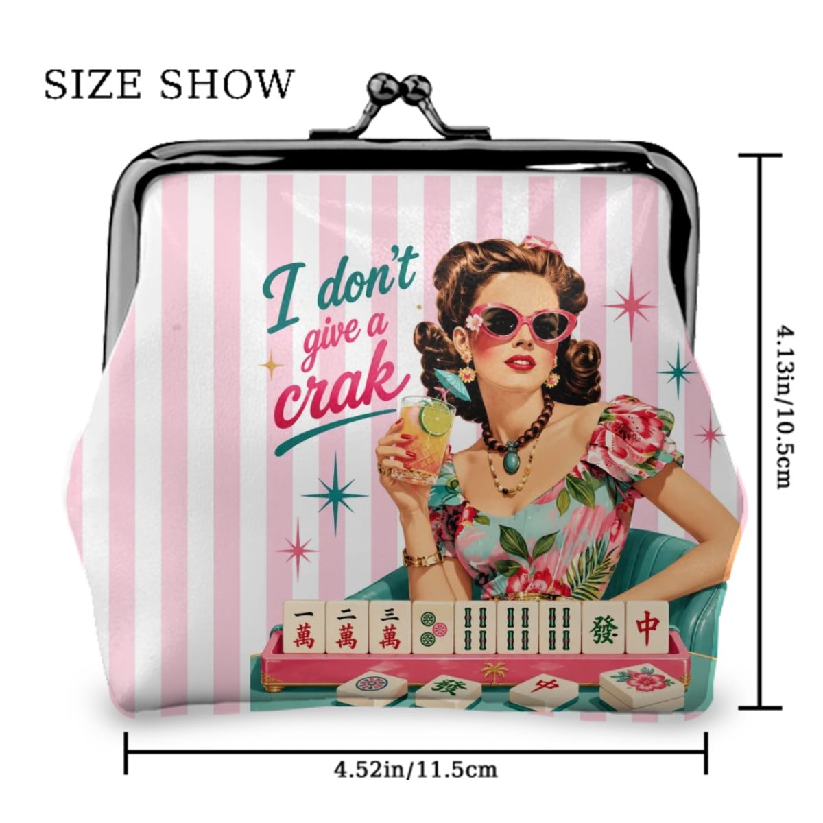 Mahjong Gift, Funny I Don't Give A Crak Women's Kiss Lock Coin Purse