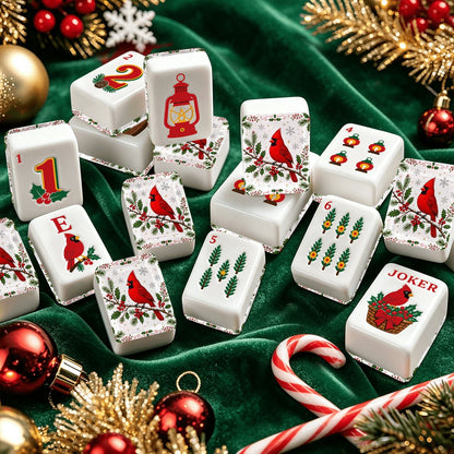 Cardinal Christmas Nostalgic Memories Mahjong Engraved Tiles And Carry Case