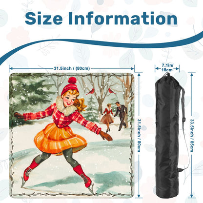 Vintage Holiday Card Iceskating Winter Wonder Land Mahjong Mat - Splash Of Mahj And Color Co.