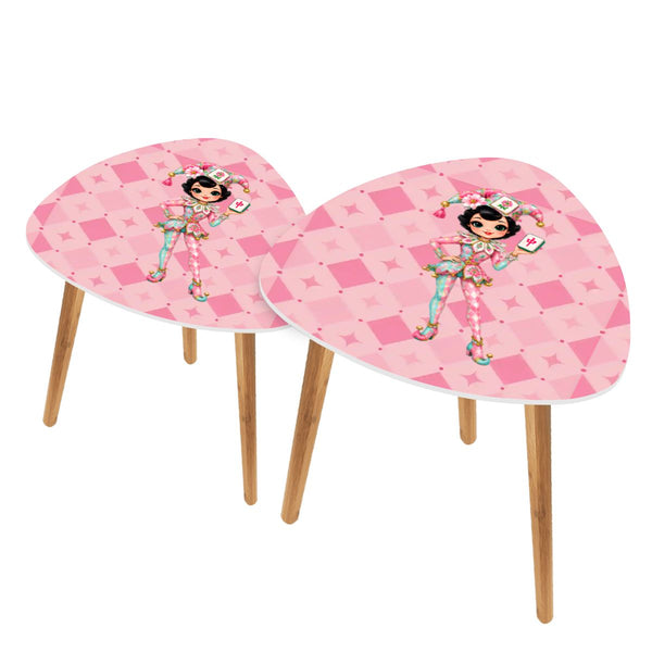 Mahjie The Mascot Preppy Pink Mahjong Side Nesting Tables