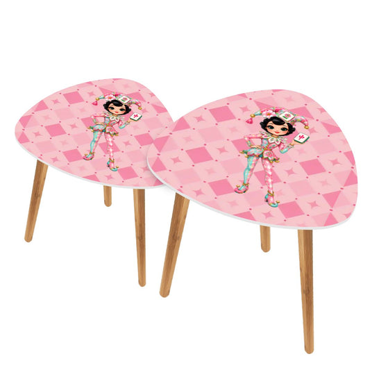 Mahjie The Mascot Preppy Pink Mahjong Side Nesting Tables - Splash Of Mahj And Color Co.