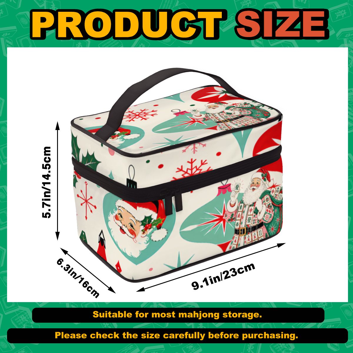 Jolly Nostalgic Santa Portable Mahjong Tile Bag