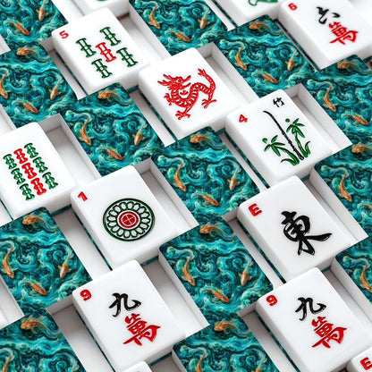 Koi Fish Tranquil Tides Mahjong American Mahjong Tiles And Carry Case - Splash Of Mahj And Color Co.