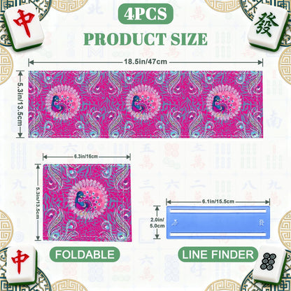 Playful Peacock Floral Hot Pink, 4 Mahjong Card Holder with Line Finder - Splash of Color Co.