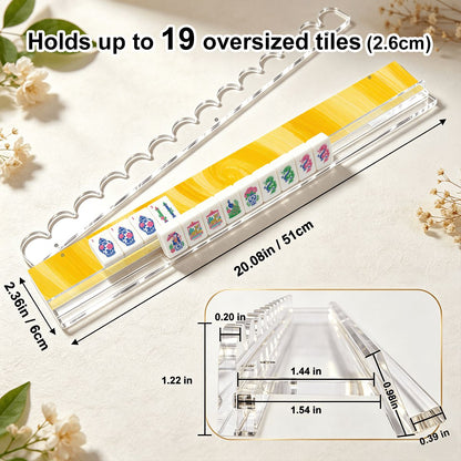 Sunshine Yellow Extended Mahjong Rack Set of 4 Scalloped Magnetic Tile Pusher 20' - Splash Of Mahj And Color Co.