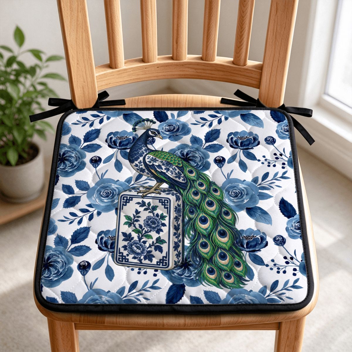 Proud As A Peacock Mahjong Lover Quilted Chair Cushion