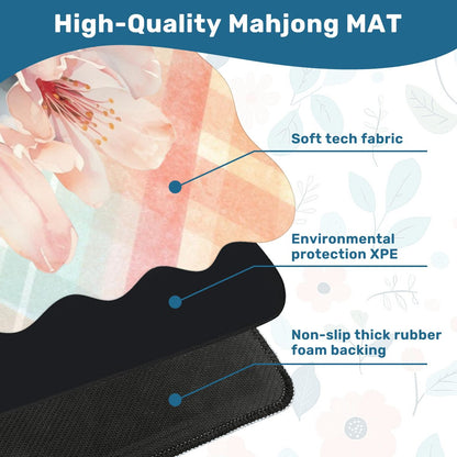 Spring Cherry Blossom Pretty Preppy Watercolor Scalloped Mahjong - Splash of Color Co.