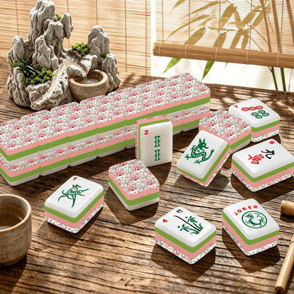 Minimalist Art Deco Red And Green 4Layer American Mahjong Tiles Set With Carry Case