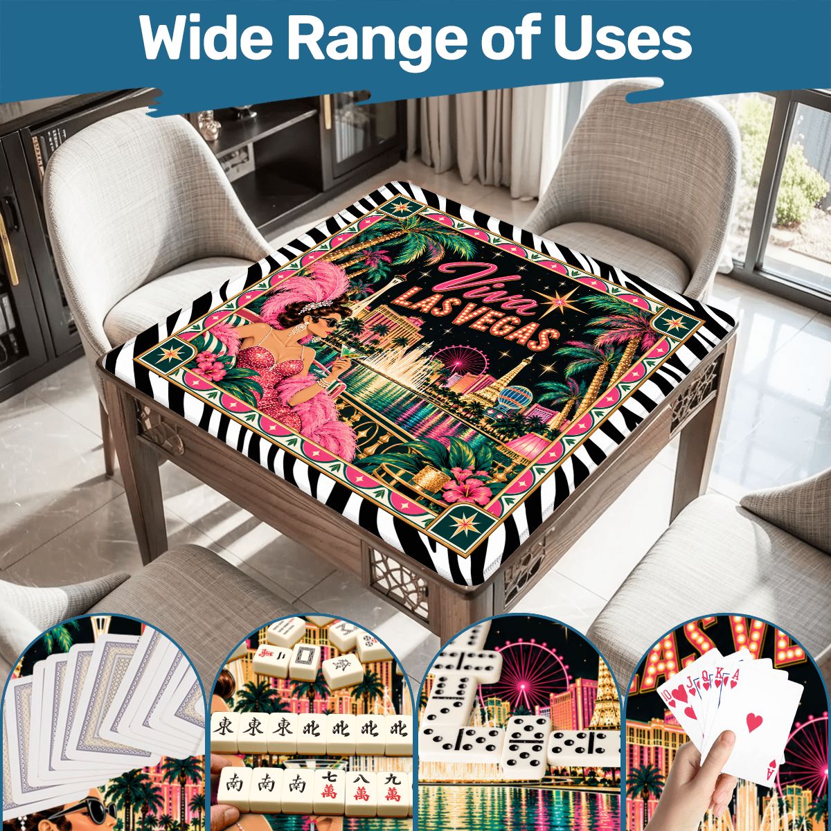 Viva Las Vegas Art Deco Mahjong Mat - Splash Of Mahj And Color Co.