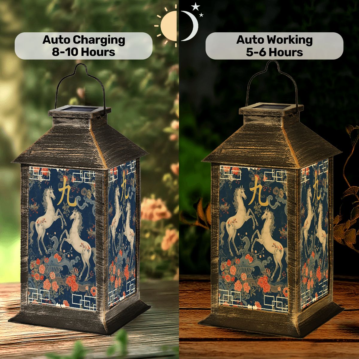 Year Of The Fire Horse Asian Garden Solar Lantern - Splash of Color Co.