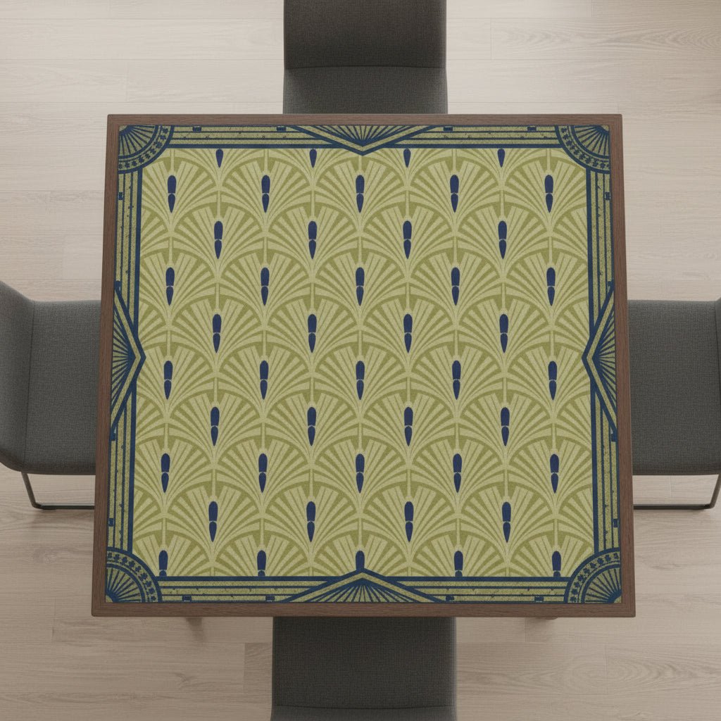Art Deco Green Speak Easy Modern Mahjong Mat 33"x33" - Splash of Color Co.