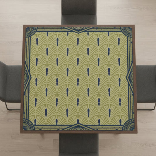 Art Deco Green Speak Easy Modern Mahjong Mat 33"x33" - Splash of Color Co.