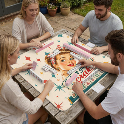 Funny Mahjong Mat, I Don't Give A Crak Stitched-Edge Mahjong Table Mat 33" x 33"
