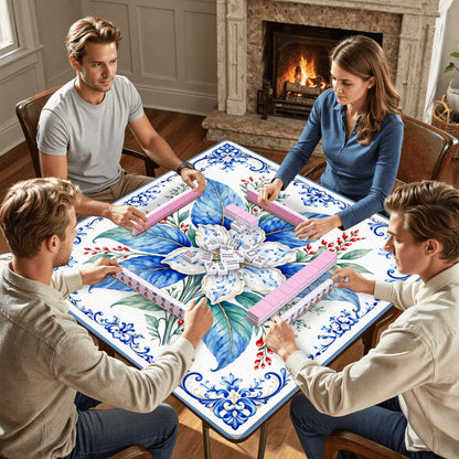 Porcelain Tobacco Garden Mahjong Mat - Splash of Color Co.