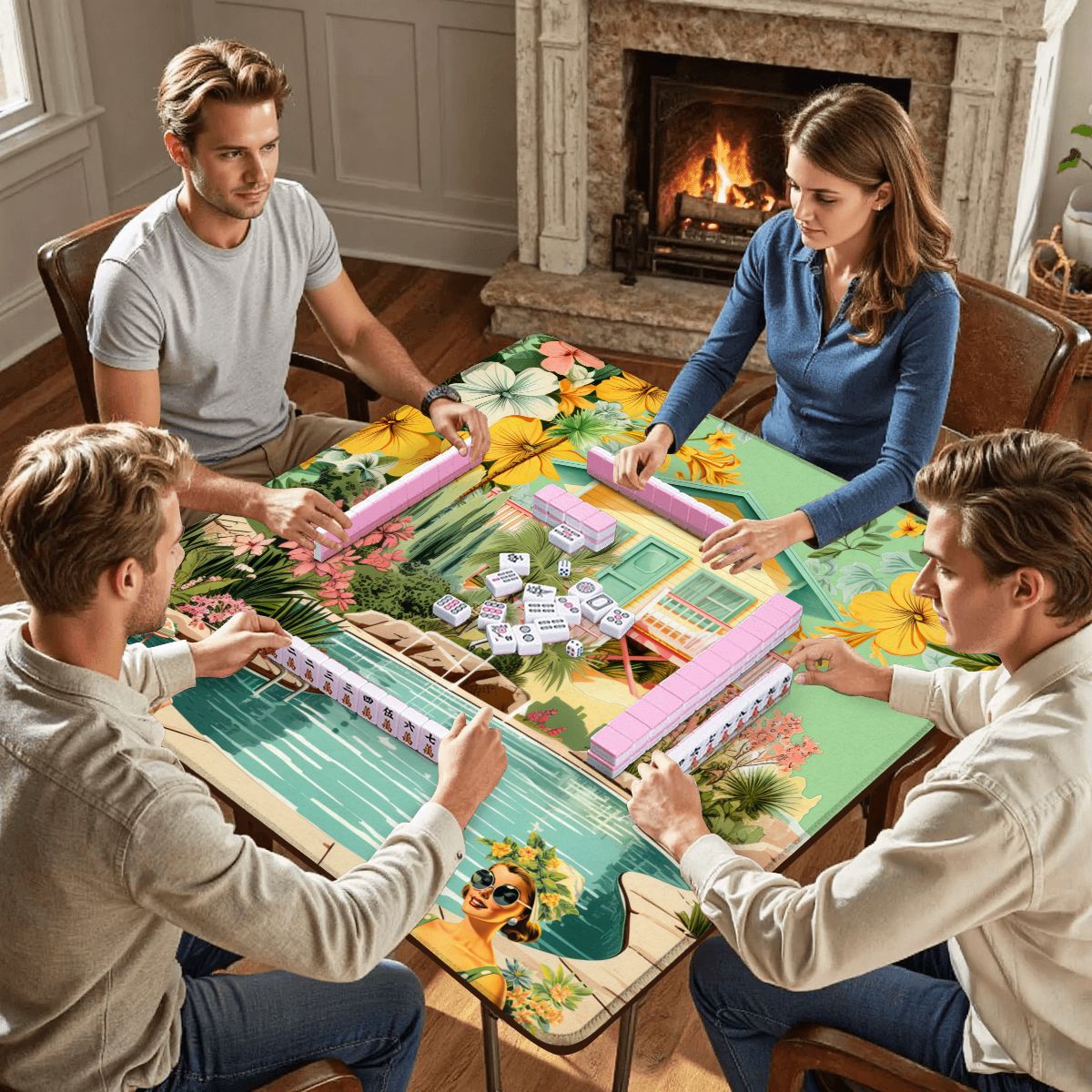 Palms and Paradise Nostalgic Mahjong Mat - Splash of Color Co.