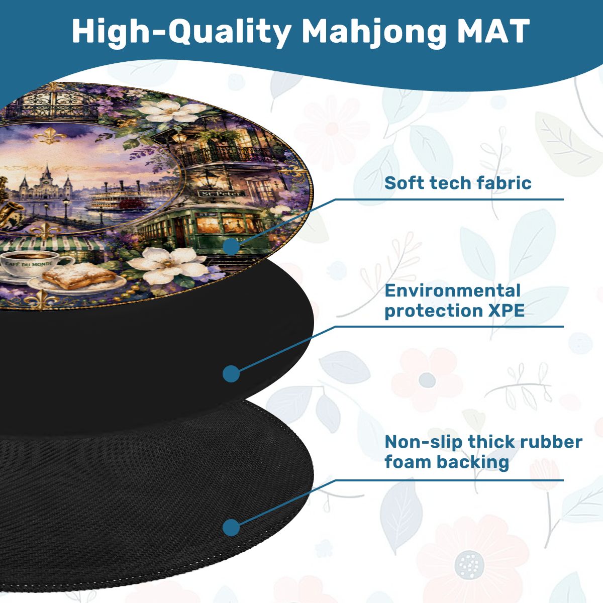 Mardi Gras On Bourbon Street Round Mahjong Mat - Splash Of Mahj And Color Co.