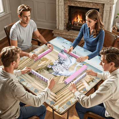 Heron Harbor Mahjong Mat, Beachy Vibe Heron Mahj Mat - Splash of Color Co.