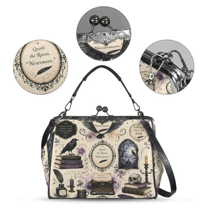 Edgar Allen Poe Literature Lover Gothic Kisslock Purse