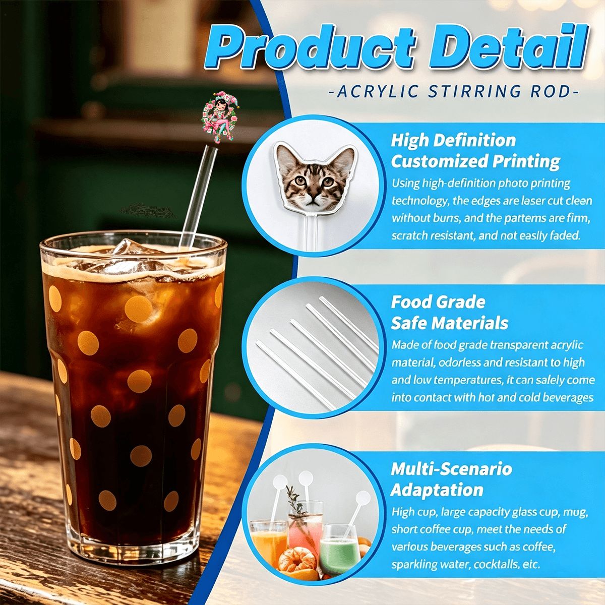 Mahjie The Mascot Cocktail Hour Acrylic Stir Sticks
